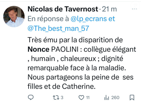 L'hommage de Nicolas de Tavernost à Nonce Paolini