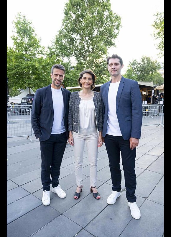 Exclusif - Tony Estanguet, Amélie Oudéa-Castéra et Pierre Rabadan - Backstage du concert de la Place de la République en marge de l’émission "Paris Accueille La Flamme", présentée par L.Thilleman et M. Bouhafsi et diffusée en direct sur France 2 à Paris le 15 juillet 2024. Au terme de deux jours de festivités dans la capitale les 14 et 15 juillet, la flamme olympique achève son parcours parisien sur la place de la République. © Jack Tribeca / Pierre Perusseau / Bestimage  No Web - Belgique et Suisse