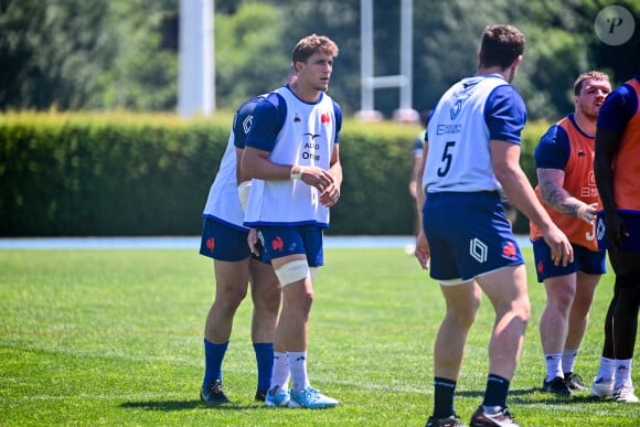 Oscar Jégou lors de la séance d'entraînement de la France au Centre national de rugby le 25 juin 2024 à Marcoussis. Sandra Ruhaut/Icon Sport/ABACAPRESS.COM