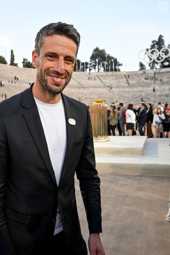 Tony Estanguet, président de Paris 2024 - Passation de la flamme olympique de la Grèce à la France au stade panathénaïque d'Athènes, Grèce, le 26 avril 2024. © Nikos Zagas/Bestimage 