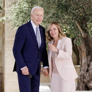 Joe Biden, président des Etats-Unis, et Giorgia Meloni, Première ministre italienne - Les chefs d'Etats et de gouvernement arrivent au Sommet du G7 (13 - 15 juin 2024) à Borgo Egnazia (Italie), le 13 juin 2024. © LaPresse / Panoramic / Bestimage