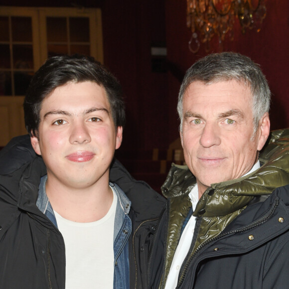 Bruno Gaccio et son fils Enzo - People à la générale du woman show "Vive Demain !" de Michèle Bernier au théâtre des Variétés à Paris le 28 janvier 2019. © Coadic Guirec/Bestimage 