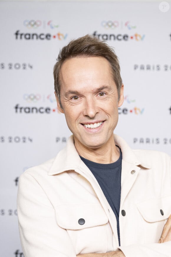 Damien Thévenot lors de la présentation des journalistes et chroniqueurs de France Télévisions pour les Jeux Olympiques 2024 au musée de l'Homme à Paris, le 11 juin 2024. © Pierre Perusseau / Bestimage 