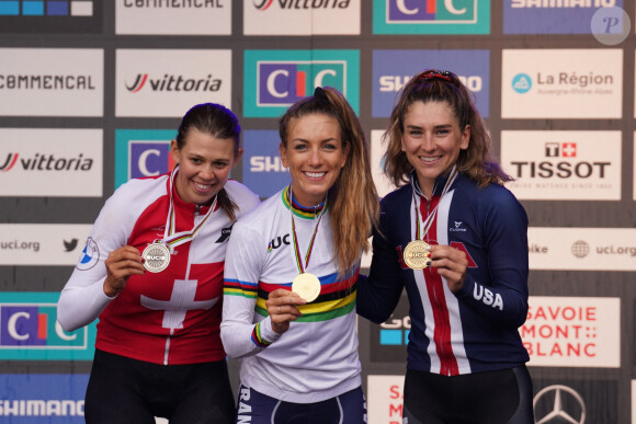 La française Pauline Ferrand-Prévot décroche le titre de championne du monde en short track aux Gets, Haute-Savoie, France, le 26 août 2022. © Fabio Averna/LPS/Zuma Press/Bestimage 