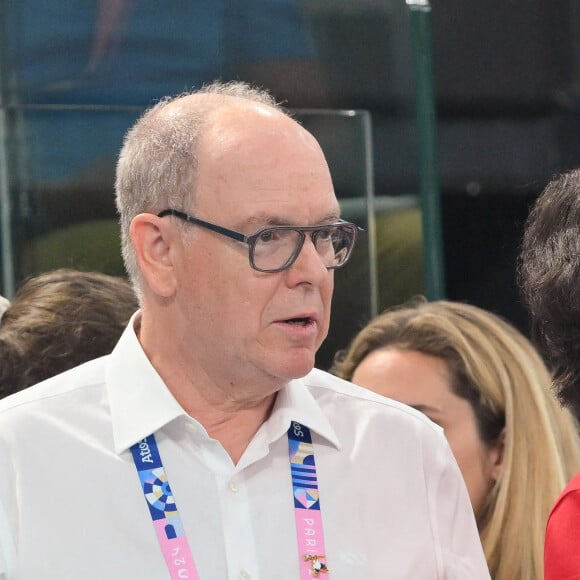 Prince Albert II of Monaco attends the artistic gymnastics women's team final during the Paris 2024 Summer Olympic Games at the Bercy Arena in Paris, France on July 30, 2024. Photo by Laurent Zabulon/ABACAPRESS.COM 