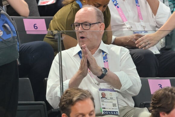 Albert de Monaco lors de la finale de l'épreuve par équipe de gymnastique à l'Arena Bercy à Paris le 30 juillet 2024. Photo by Laurent Zabulon/ABACAPRESS.COM