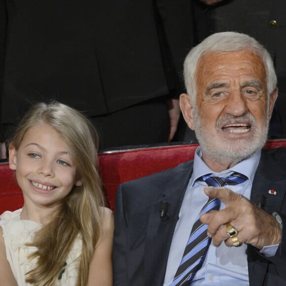 Stella et Jean-Paul Belmondo - Enregistrement de l'emission "Vivement Dimanche" a Paris le 10 avril 2013 qui sera diffusee le 14 avril. © Coadic Guirec / Bestimage