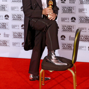 Prix pour l'ensemble des réalisations. Robin Williams, lauréat, dans la salle de presse de la 62e cérémonie annuelle des Golden Globe Awards à Los Angeles, le 16 janvier 2005. Hahn-Khayat/ABACA.