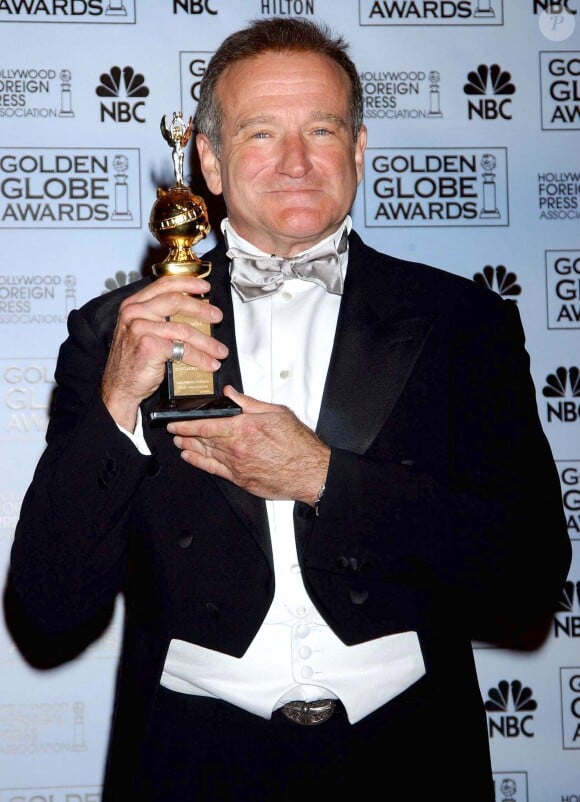 Robin Williams dans la salle de presse lors de la 62e cérémonie des Golden Globe Awards qui s'est tenue à l'hôtel Beverly Hilton de Los Angeles, le 16 janvier 2005. Gilbert Flores/LFI/ABACA