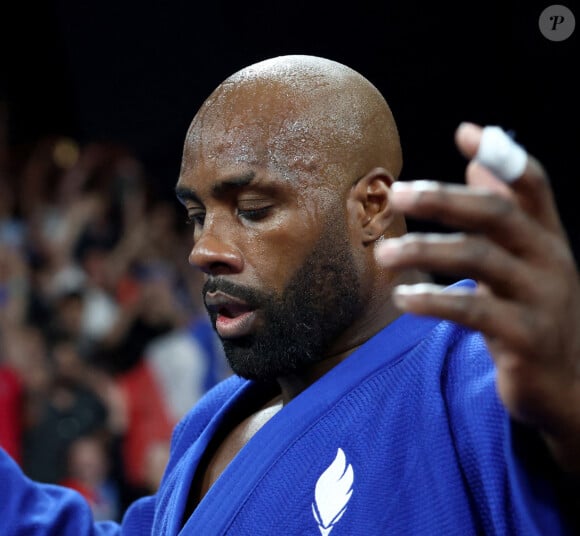 Teddy Riner, médaillé d'or olympique dans la catégorie des 100 kilos, aux JO de Paris, à l'Arena Champ-de-Mars. Jan Woitas/DPA/ABACAPRESS.COM