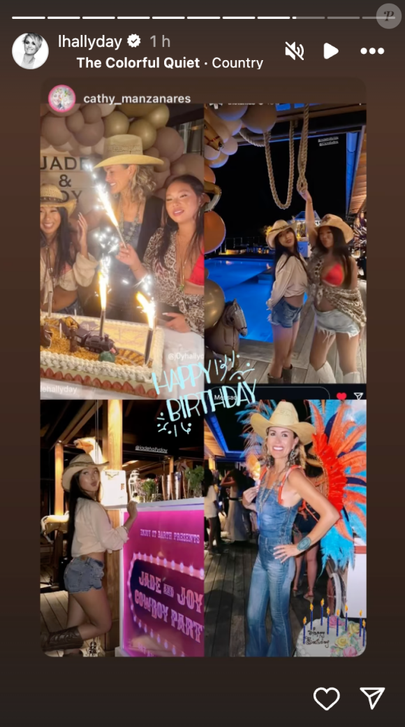 Jade et Joy Hallyday (20 et 16 ans) fêtent leurs anniversaires lors d'une soirée cow-boyw organisée par Laeticia Hallyday à Saint-Barth.