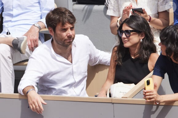 Agathe Lambret et Benjamin Duhamel - Célébrités dans les tribunes de la finale Dames des Internationaux de Tennis de Roland Garros à Paris le 8 juin 2024. © Jacovides-Moreau/Bestimage 