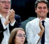 C'est ainsi que l'ex-Premier ministre a été vu à plusieurs reprises sur les quais du métro parisien. 
Jean Castex et Gabriel Attal - Les célébrités assistent à la victoire de l'équipe de France de basket face au Canada (82-73) lors des Jeux Olympiques de Paris2024, le 6 août 2024. © Jacovides-Perusseau / Bestimage