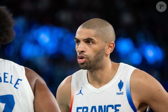 Nicolas Batum ( 5 - France) - Victoire de l'équipe de France de basketball face à l'Allemagne (73-69) en demi-finale lors des Jeux Olympiques de Paris 2024 (JO) à l'Arena Bercy, le 8 août 2024. © Baptiste Autissier / Panoramic / Bestimage 