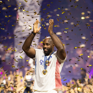 Le triple champion olympique a été accueilli en héros par les habitants à l'aéroport
Teddy Riner, Medaille d'or Judo par équipe - Les médaillés français au Club France lors des Jeux Olympiques de Paris2024 (JO) le 3 aout 2024. © Jérémy Melloul/Bestimage 