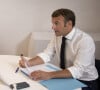 Puis hélas survenu au Touquet,
Le président Emmanuel Macron lors d'un conseil de défense au sujet de l'épidémie de coronavirus (COVID-19) en visioconférence depuis le Fort de Brégançon le 11 août 2020. © Syspeo / Pool / Bestimage 