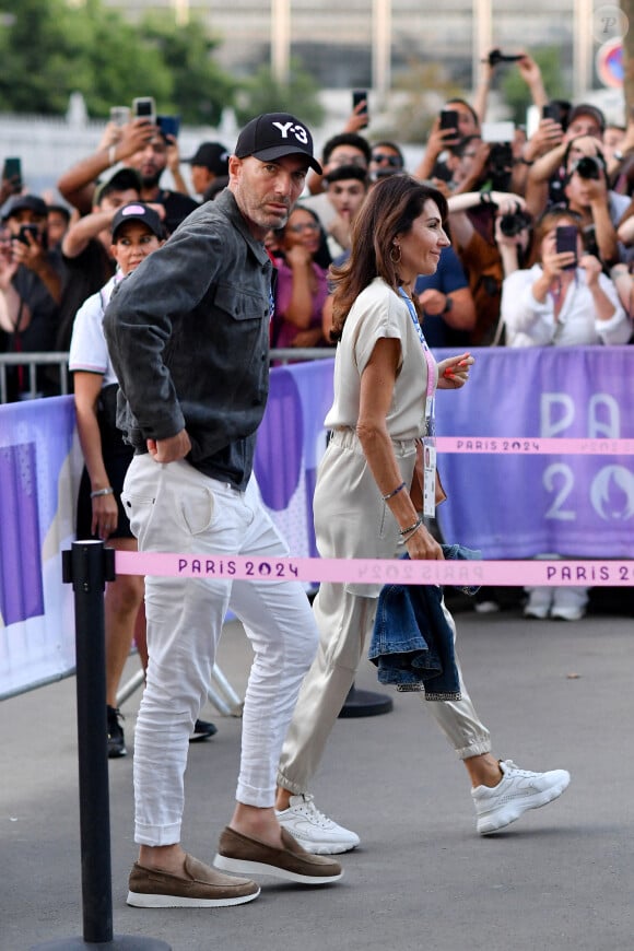 Zinedine Zidane et sa femme Véronique - Arrivées à la finale de basketball "France vs USA" à l'Arena Bercy à Paris, lors des Jeux Olympiques Paris 2024. Le 10 août 2024 © Perusseau-Jacovides / Bestimage 