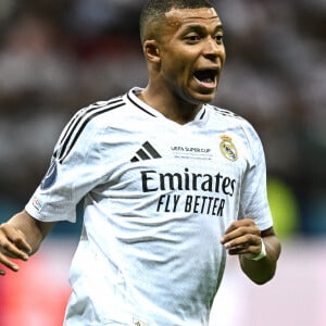 Auteur de son premier but pour son premier match, il est également en tête au niveau de la vente des maillots
 
Kylian Mbappé - Match de football "Real Madrid vs Atalanta" lors de la Supercoupe de l'UEFA. Le 14 août 2024 © Image Sport / Panoramic / Bestimage