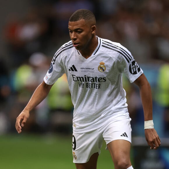 Kylian Mbappé - Match de football "Real Madrid vs Atalanta" lors de la Supercoupe de l'UEFA. Le 14 août 2024. © Jonathan Moscrop-Sportimage-Cal Sport Media / Zuma Press / Bestimage