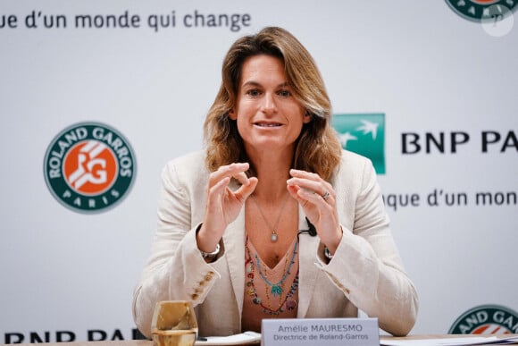 Amélie Mauresmo, directrice de Roland Garros, lors de la conférence de presse de Roland Garros 2022 à Paris. Photo par Pierre Costabadie/Icon Sport/ABACAPRESS.COM