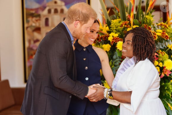 Harry, duc de Sussex, Meghan, duchesse de Sussex, posent pour une photo avec la vice-présidente colombienne Francia Marquez et son mari Yerney Pinillo lors d'un événement à leur arrivée à Bogota, Colombie, le 15 août 2024. Photo fournie par : Darwin Torres/Vice-présidence colombienne/Long Visual Press/ABACAPRESS.COM