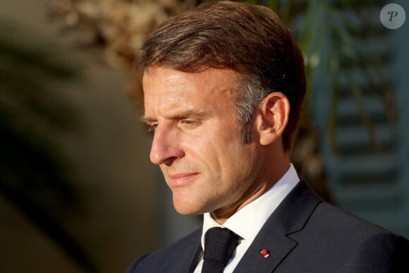 Emmanuel Macron à Bormes-les-Mimosas pour les 80 ans de la libération de la ville, le 17 août 2024 © Alain Robert / Pool / Bestimage 