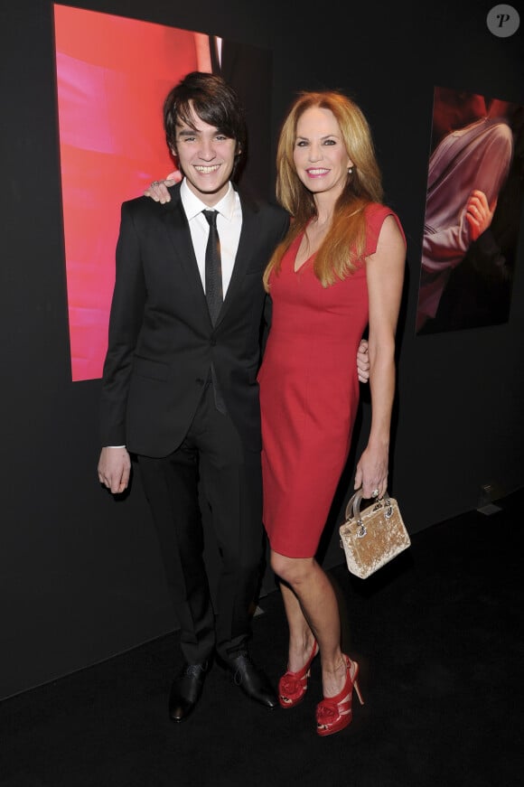 Exclusif - Alain-Fabien Delon et sa mère Rosalie van Breemen - Vernissage de l'exposition "A personal touch" dans le showroom Hugo Boss lors de la "Berlinale" à Berlin en Allemagne le 5 février 2014.