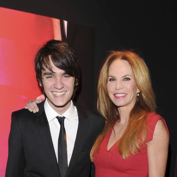 Exclusif - Alain-Fabien Delon et sa mère Rosalie van Breemen - Vernissage de l'exposition "A personal touch" dans le showroom Hugo Boss lors de la "Berlinale" à Berlin en Allemagne le 5 février 2014.