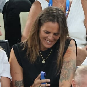 Laure Manaudou - Les célébrités en tribunes pendant l'épreuve de basketball de Demi-Finale opposant la France à l'Allemagne lors des Jeux Olympiques de Paris 2024 (JO) à l'Arena Bercy, à Paris, France, le 8 août 2024. © Jacovides-Perusseau/Bestimage