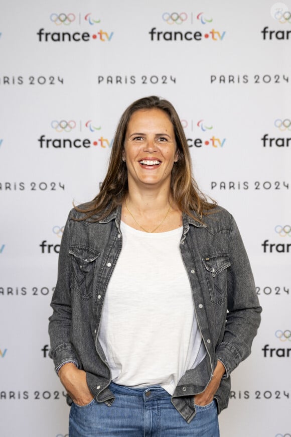 Laure Manaudou lors de la présentation des journalistes et chroniqueurs de France Télévisions pour les Jeux Olympiques 2024 au musée de l'Homme à Paris, le 11 juin 2024. © Pierre Perusseau / Bestimage