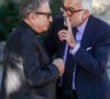 Michel Drucker et Pascal Praud - Obsèques du journaliste Jean-Pierre Elkabbach au cimetière du Montparnasse dans le 14ème arrondissement de Paris, France, le 6 octobre 2023. © Christophe Clovis/Bestimage