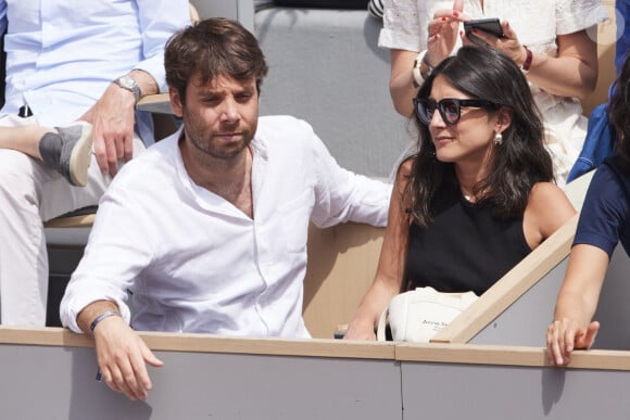 Agathe Lambret et Benjamin Duhamel - Célébrités dans les tribunes de la finale Dames des Internationaux de Tennis de Roland Garros à Paris le 8 juin 2024. © Jacovides-Moreau/Bestimage 