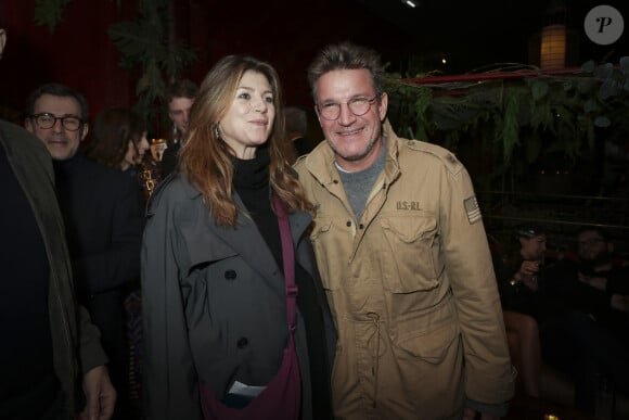 Exclusif - Benjamin Castaldi et sa femme Aurore - Personnalités à la soirée de lancement du livre de V.Benaïm "Il n'est pas celui que vous croyez", paru aux Editions Fayard, au Buddha-Bar à Paris. Le 7 février 2024 © Jack Tribeca / Bestimage 