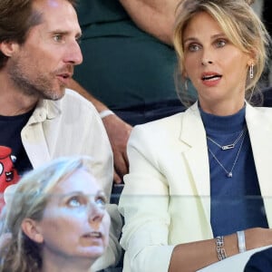 Ophélie Meunier et son mari Mathieu Vergne - Les célébrités en tribunes pendant l'épreuve de basketball de Demi-Finale opposant la France à l'Allemagne lors des Jeux Olympiques de Paris 2024 (JO) à l'Arena Bercy, à Paris, France. © Jacovides-Perusseau/Bestimage