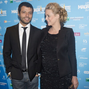 Virginie Efira enceinte (pochette de caroline de Marchi) et son compagnon Mabrouk El Mechri - 3eme Ceremonie des "Magritte du cinema 2013" a Bruxelles en Belgique. 