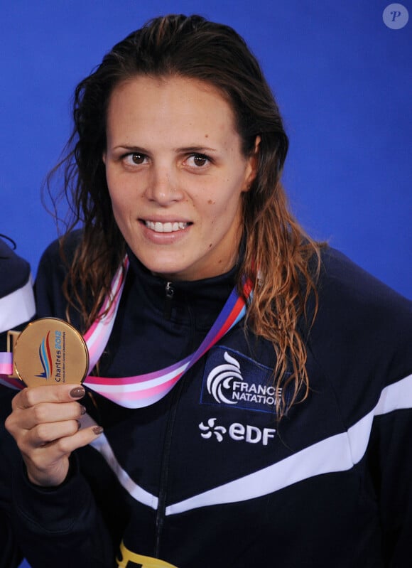 Laure Manaudou remportent le Bronze dans le relais 4 x 50 m 4 nages dames lors des Championnats d' Europe de Natation a Chartres le 25 Novembre 2012. 