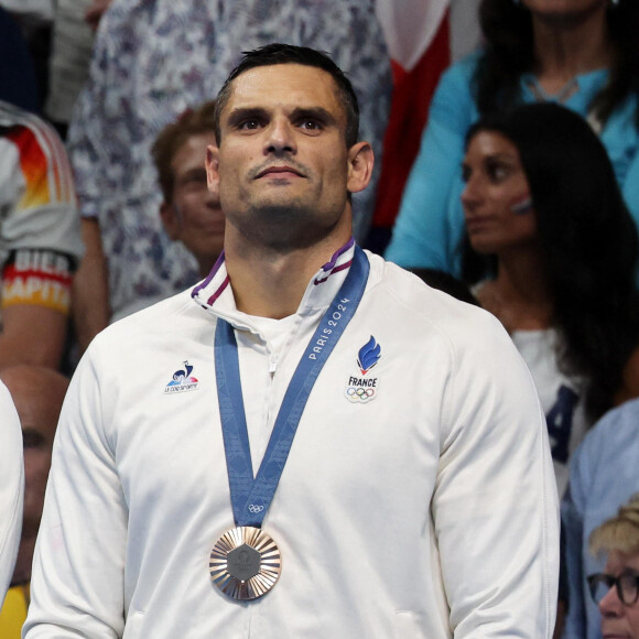 Désormais, on peut inclure la petite Rose dans la liste
Les français Léon Marchand, Yohann Ndoye-Brouard, Maxime Grousset et Florent Manaudou remportent la médaille de bronze sur le 4X100 m 4 nages des Jeux Olympiques de Paris 2024 (JO), à Paris, France, le 4 Aout 2024. © Jacovides-Perusseau/Bestimage 