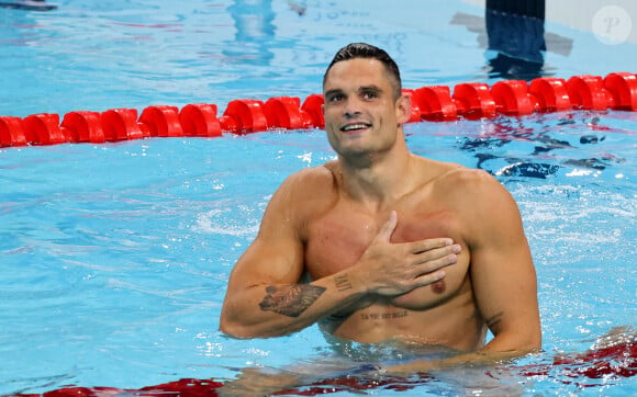 Florent Manaudou obtient la médaille de bronze sur 50 m nage libre lors des Jeux Olympiques de Paris 2024 (JO) à Paris La Defense Arena à Nanterre le 2 Aout 2024. © Dominique Jacovides-Pierre Perusseau/Bestimage 