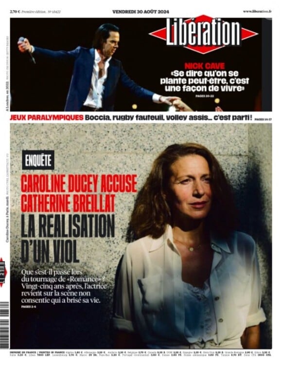 Les confidences de Catherine Ducey mises à l'honneur dans les colonnes de "Libération".