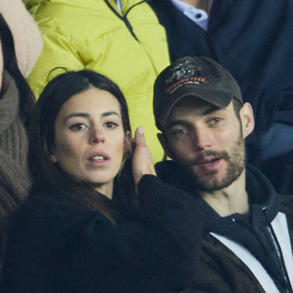 Exclusif - Louis Sarkozy et sa femme Natali Husic - People en tribunes du match de Ligue 1 Uber Eats "PSG contre Reims" (1-1) au Parc des Princes à Paris.