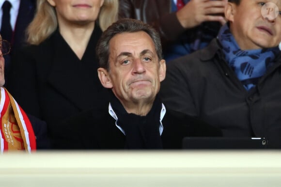 Nicolas Sarkozy durant la rencontre de Ligue 1 Conforama opposant l'AS Monaco au Psg au stade Louis II. Le Psg a remporté le match sur le score de 2 à 1. © Bruno Bebert/Bestimage