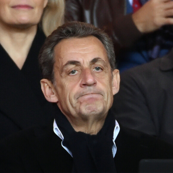 Nicolas Sarkozy durant la rencontre de Ligue 1 Conforama opposant l'AS Monaco au Psg au stade Louis II. Le Psg a remporté le match sur le score de 2 à 1. © Bruno Bebert/Bestimage