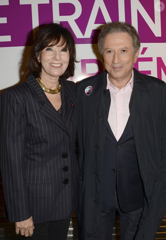 Denise Fabre et Michel Drucker - Inauguration "Le Train de la Télé" à Paris Gare de Lyon le 6 octobre 2014.