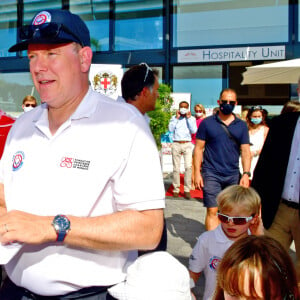 La princesse Charlène de Monaco, le prince Albert II de Monaco - La famille princière de Monaco à l'arrivée de la 3ème édition de la course "The Crossing : Calvi-Monaco Water Bike Challenge". Monaco, le 13 septembre 2020. © Bruno Bebert/Bestimage 