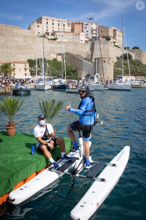 La princesse Charlène de Monaco et son frère Gareth Wittstock - La famille princière de Monaco au départ de la 3ème édition de la course "The Crossing : Calvi-Monaco Water Bike Challenge". Calvi, le 12 septembre 2020. © Olivier Huitel/Pool Monaco/Bestimage 