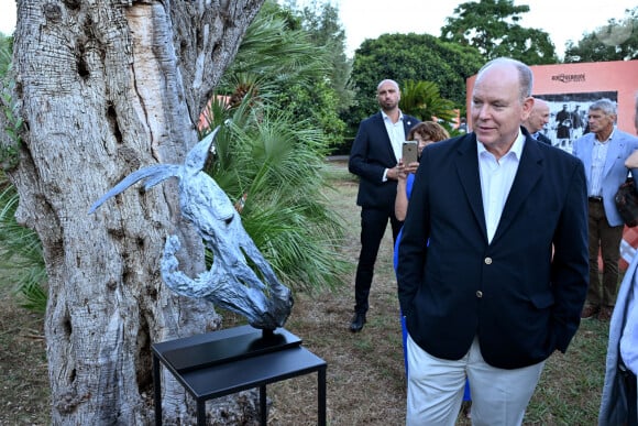 Exclusif - Le prince Albert II de Monaco a visité l'exposition Art-Bre dans le parc des Oliviers à Roquebrune Cap Martin, le 5 septembre 2024. © Bruno Bebert/Bestimage 