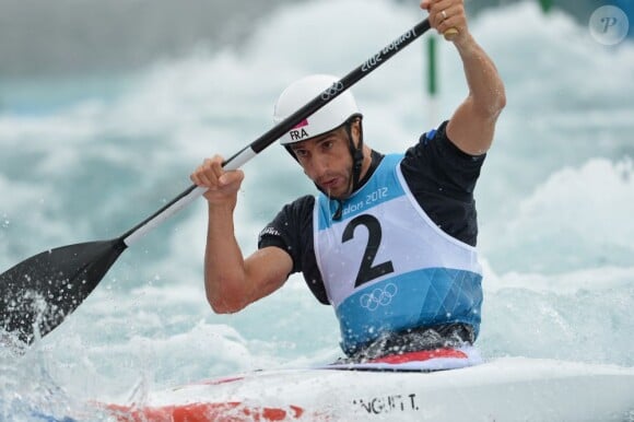 Tony Estanguet le 31 juillet 2012 après avoir décroché l'or olympique lors des JO de Londres, sa troisième médaille olympique