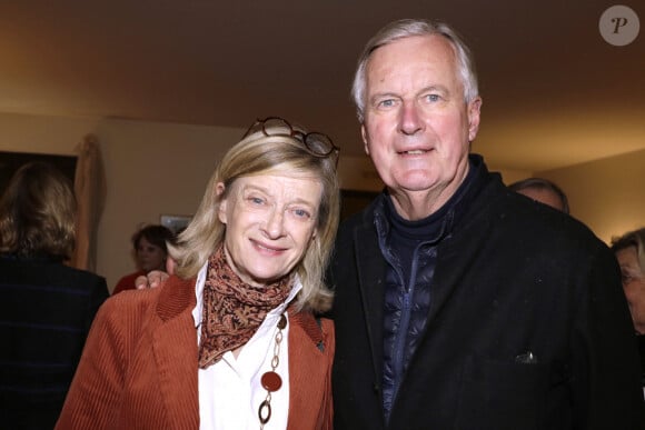 Exclusif - Isabelle Altmayer et son mari Michel Barnier - People à la soirée de la sortie du nouveau livre de Emmanuelle de Boysson, "Un coup au coeur". Le 15 janvier 2024 © Cédric Perrin / Bestimage 