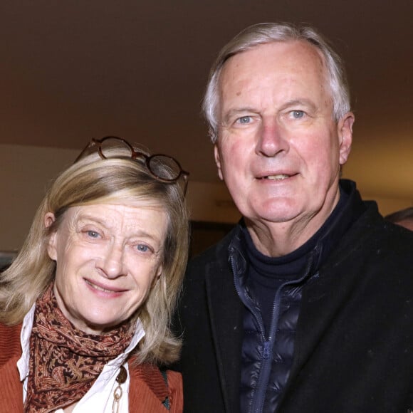 Exclusif - Isabelle Altmayer et son mari Michel Barnier - People à la soirée de la sortie du nouveau livre de Emmanuelle de Boysson, "Un coup au coeur". Le 15 janvier 2024 © Cédric Perrin / Bestimage 