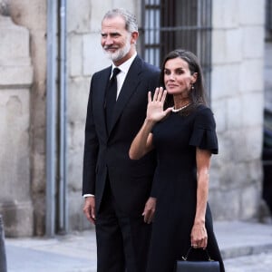 Le roi Felipe VI et la reine Letizia - Arrivées de la famille royale d'Espagne aux obsèques de Juan Gomez-Acebo en la cathédrale Castrense à Madrid. Le 8 septembre 2024 